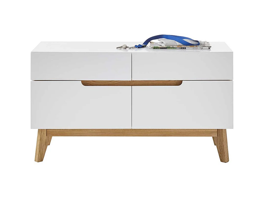 Mini Kommode in Weiß und Asteiche Skandi Design