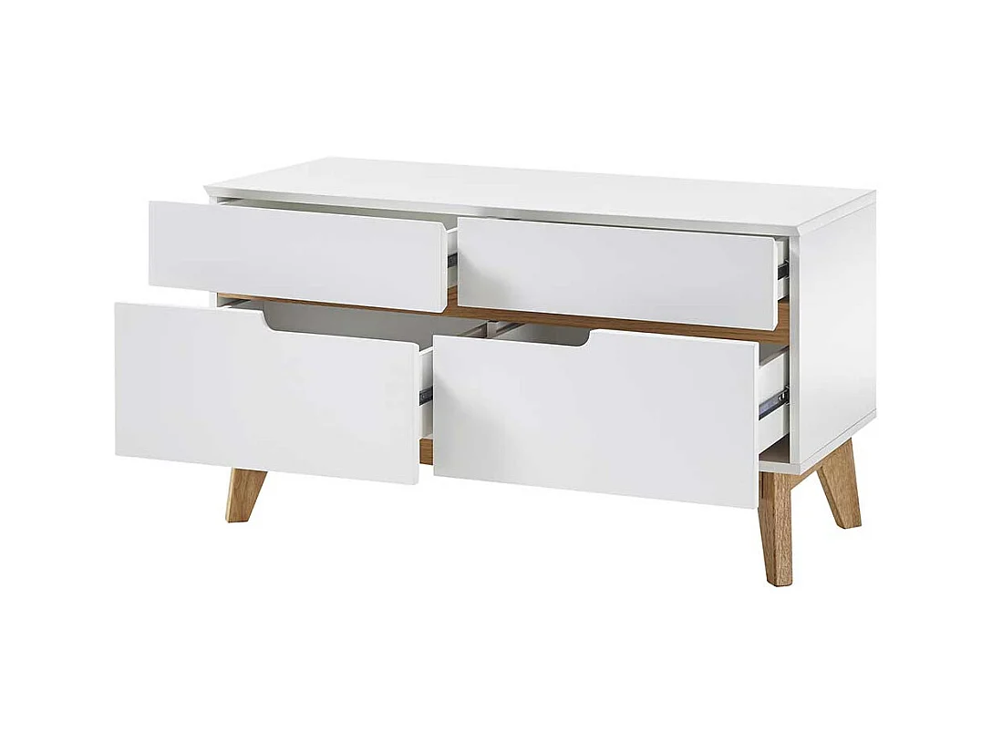 Mini Kommode in Weiß und Asteiche Skandi Design