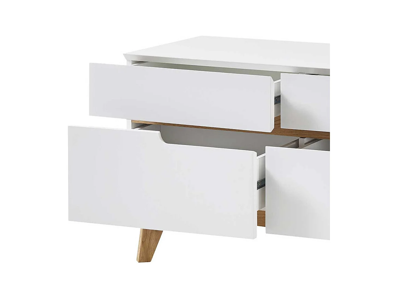 Mini Kommode in Weiß und Asteiche Skandi Design