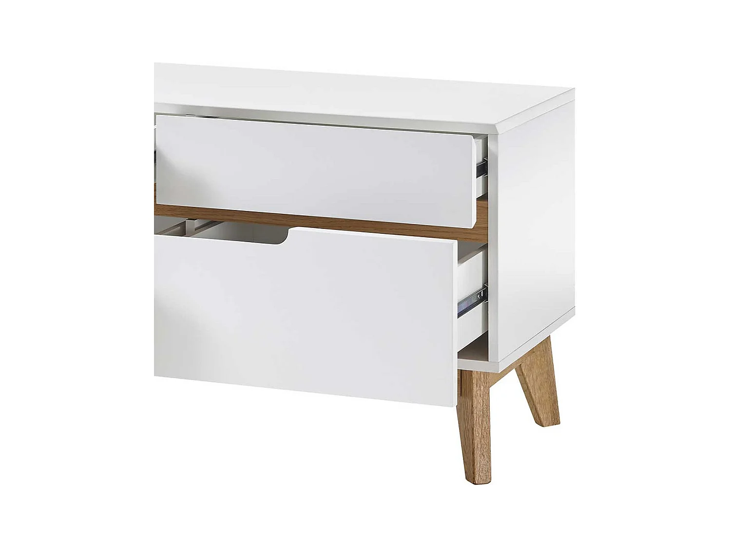 Mini Kommode in Weiß und Asteiche Skandi Design