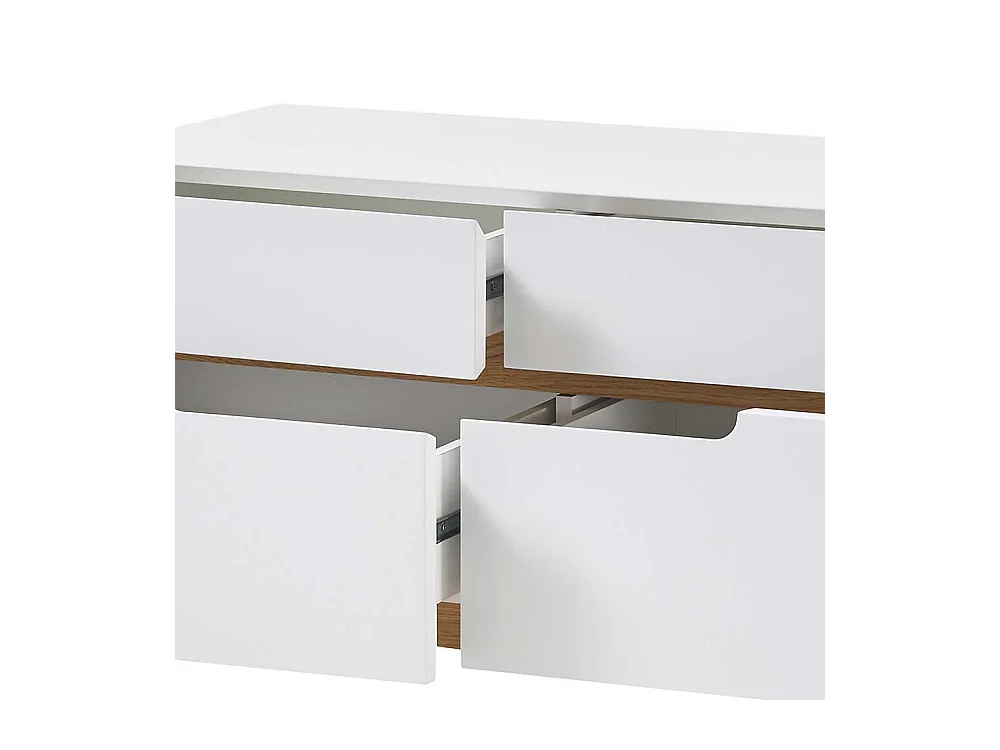 Mini Kommode in Weiß und Asteiche Skandi Design