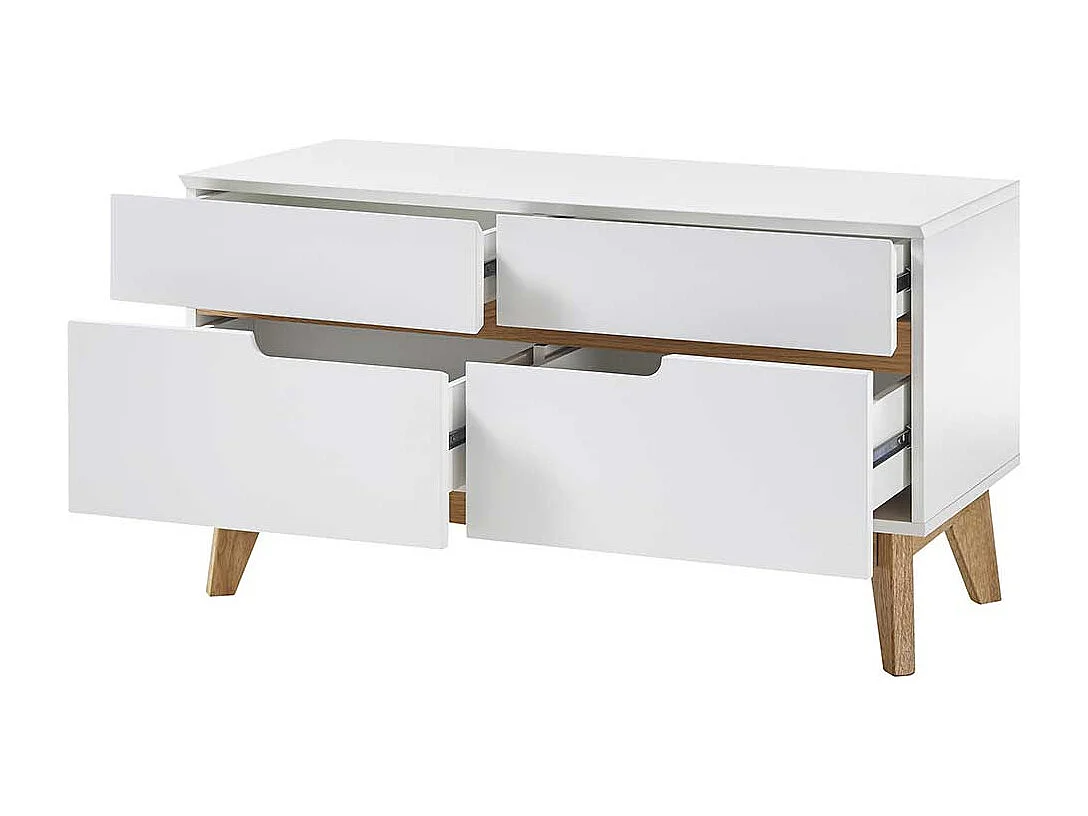 Mini Kommode in Weiß und Asteiche Skandi Design