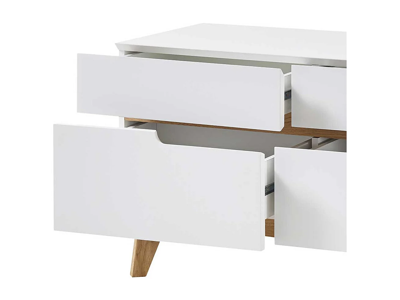 Mini Kommode in Weiß und Asteiche Skandi Design