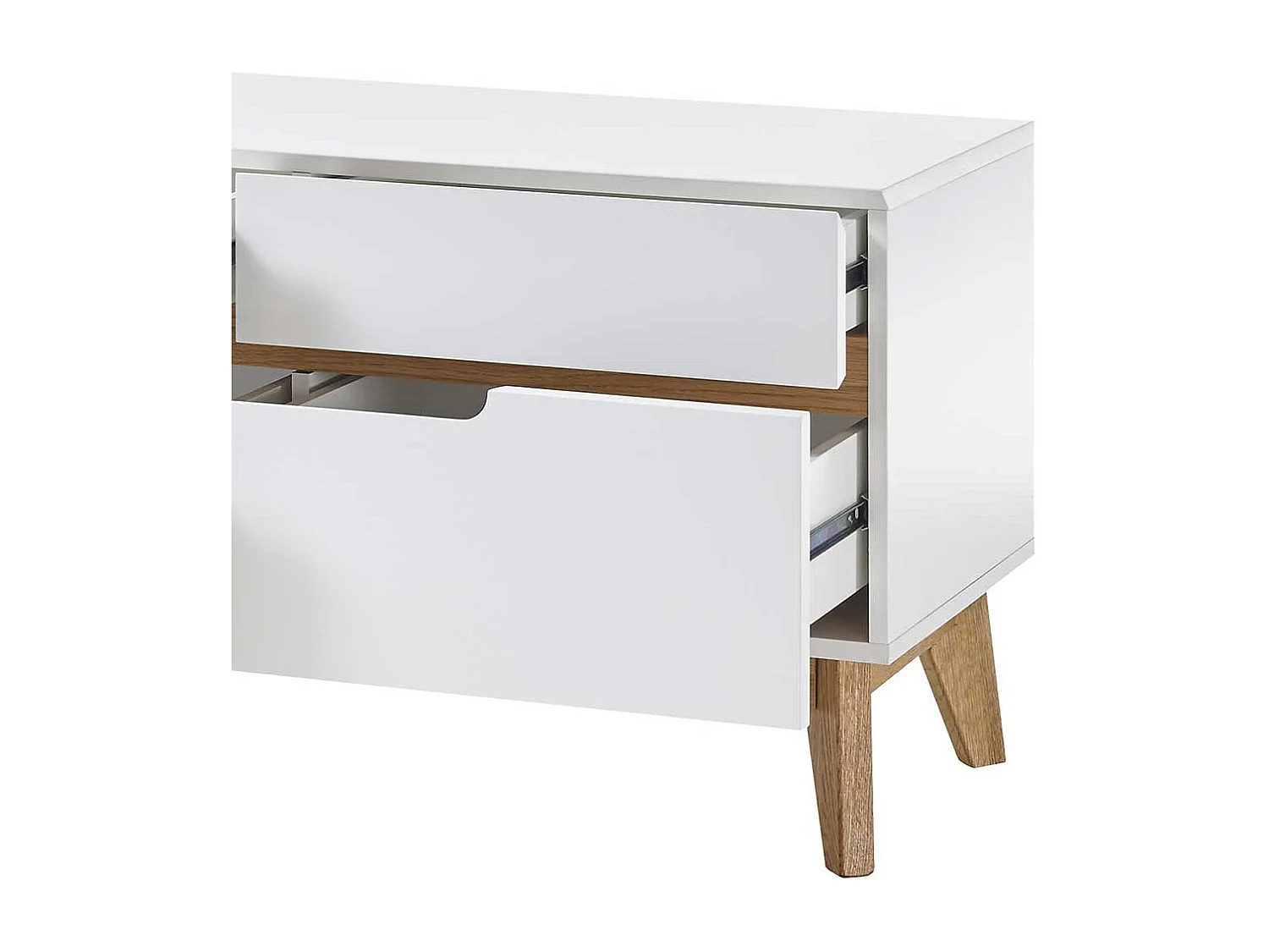 Mini Kommode in Weiß und Asteiche Skandi Design