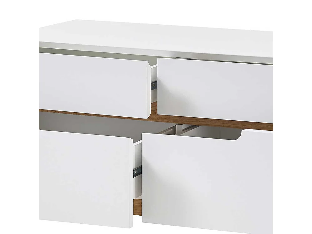 Mini Kommode in Weiß und Asteiche Skandi Design