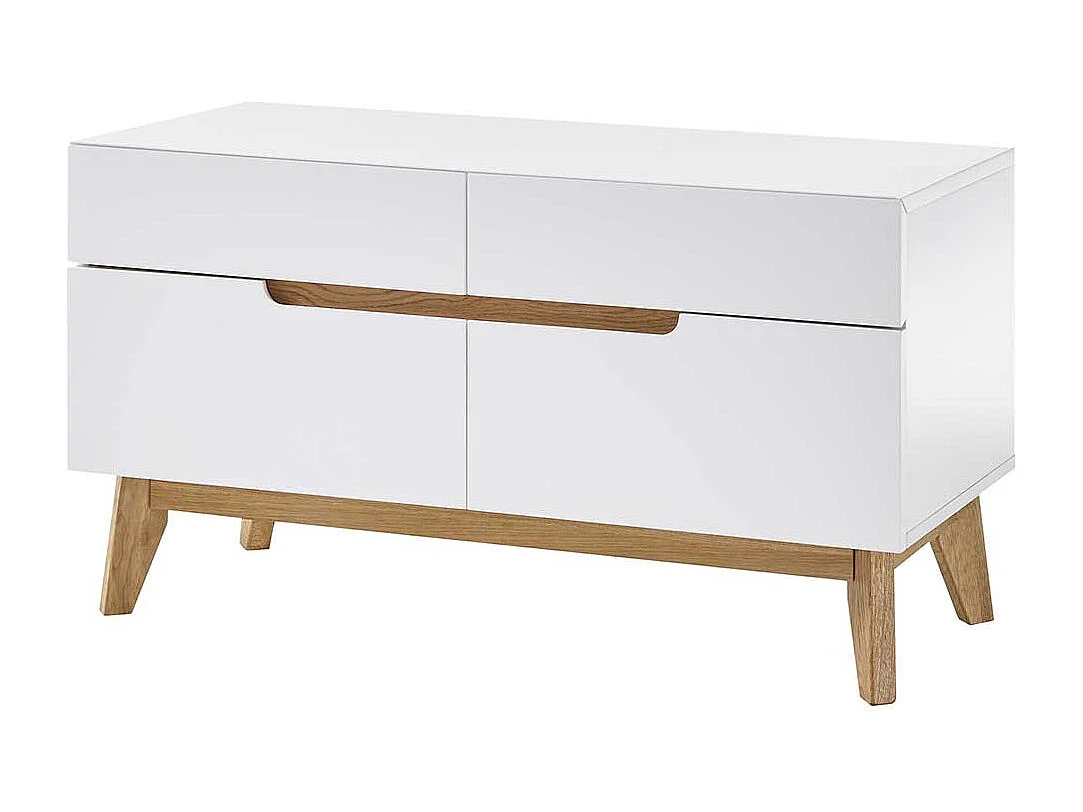 Mini Kommode in Weiß und Asteiche Skandi Design