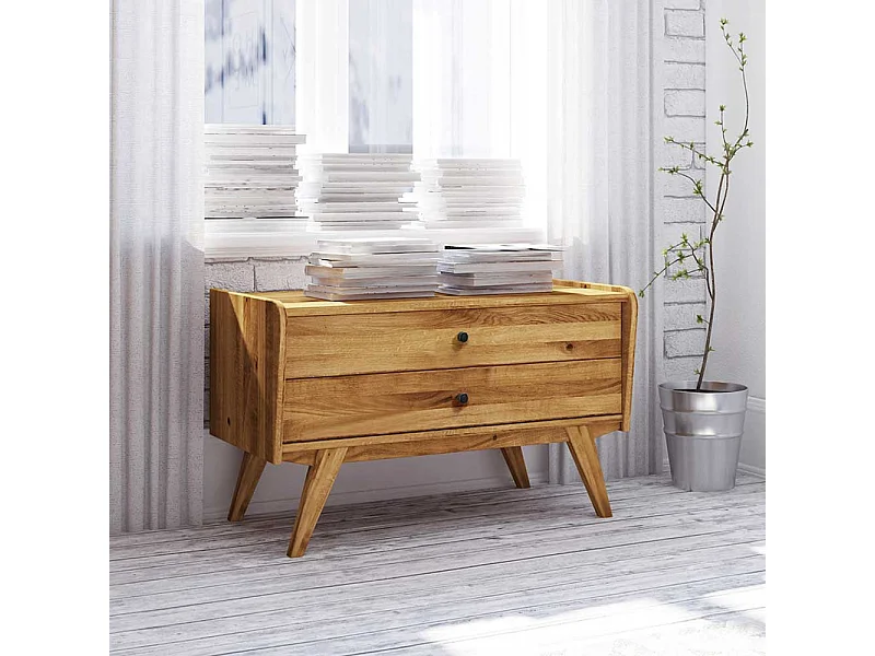 Echtholz Kommode aus Wildeiche Massivholz zwei Schubladen