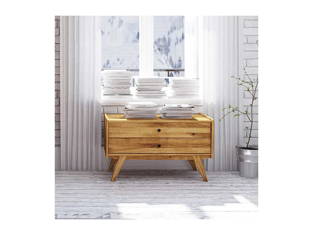 Echtholz Kommode aus Wildeiche Massivholz zwei Schubladen