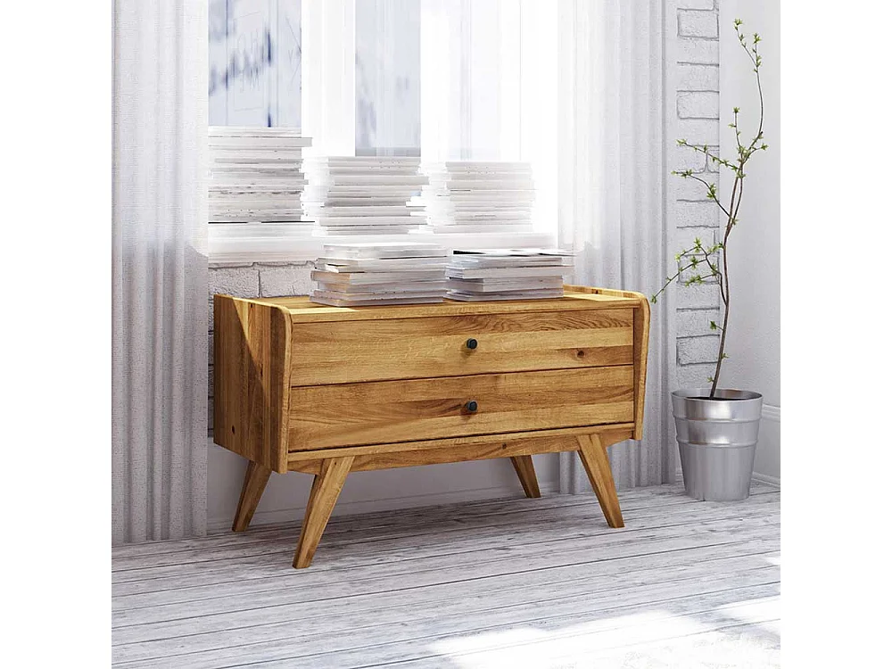 Echtholz Kommode aus Wildeiche Massivholz zwei Schubladen