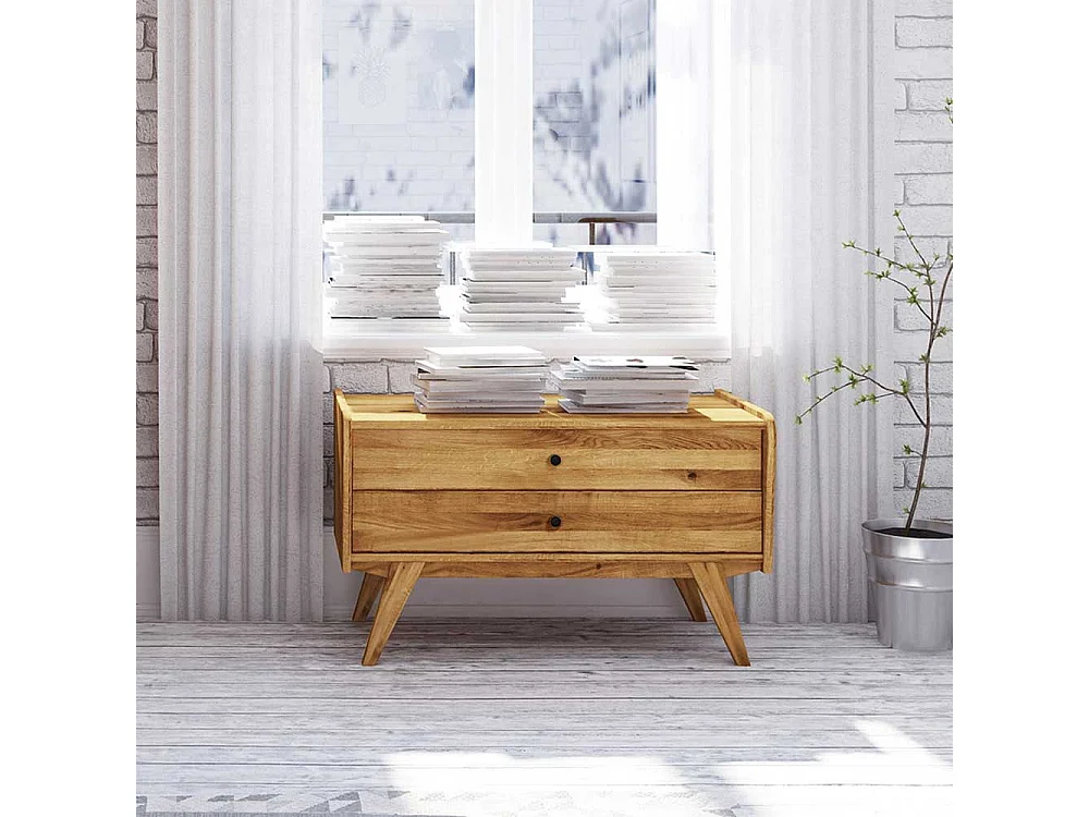 Echtholz Kommode aus Wildeiche Massivholz zwei Schubladen