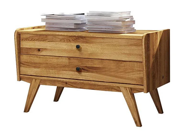 Echtholz Kommode aus Wildeiche Massivholz zwei Schubladen