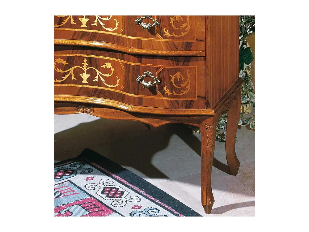 2 Schubladen Kommode im Barockstil Nussbaum furniert