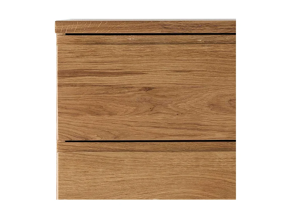 Hohe Kommode mit fünf Schubladen Wildeiche Massivholz geölt