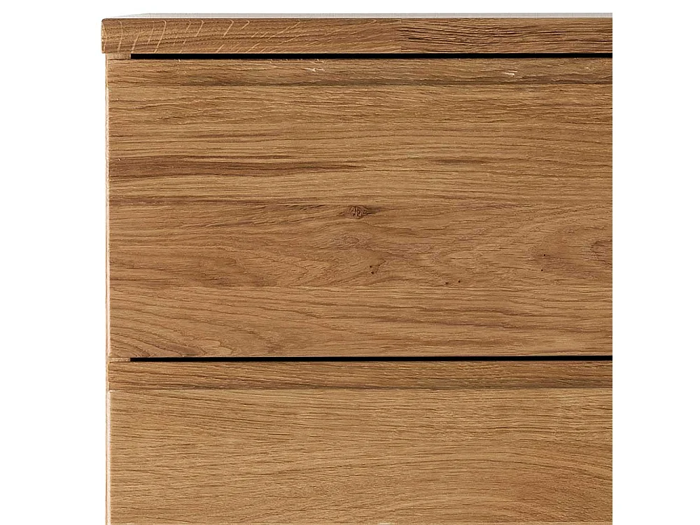 Hohe Kommode mit fünf Schubladen Wildeiche Massivholz geölt
