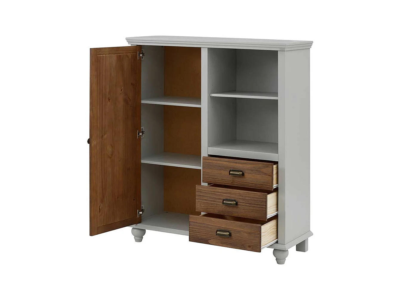 Kommode Highboard mit drei Schubladen und Massivholztür