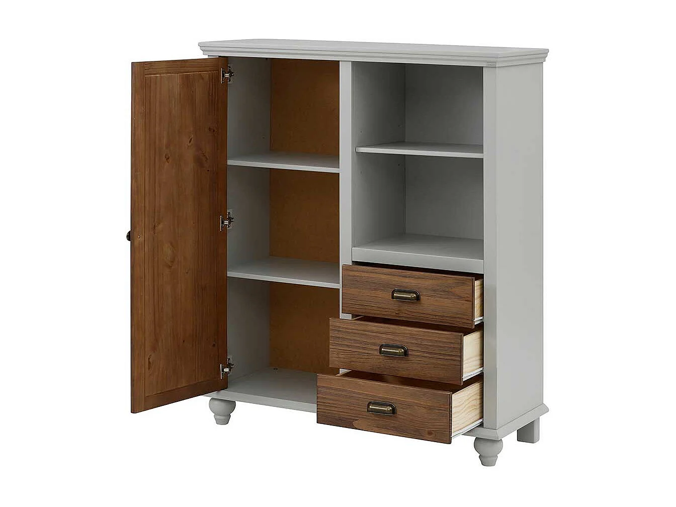 Kommode Highboard mit drei Schubladen und Massivholztür