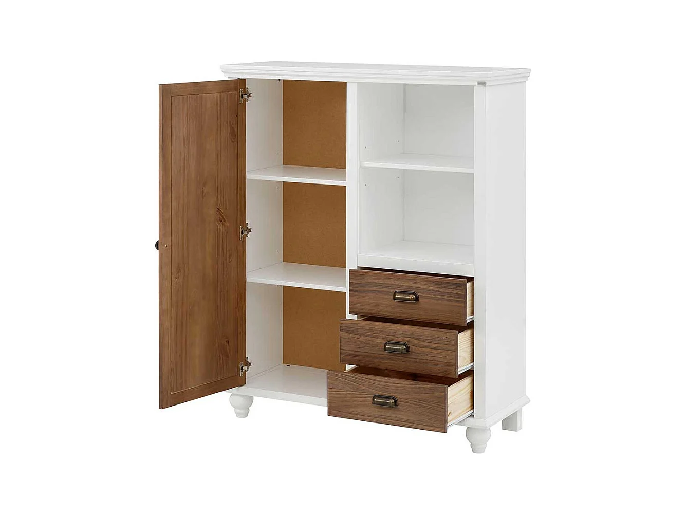 Kommode Highboard mit drei Schubladen und offenen Fächern