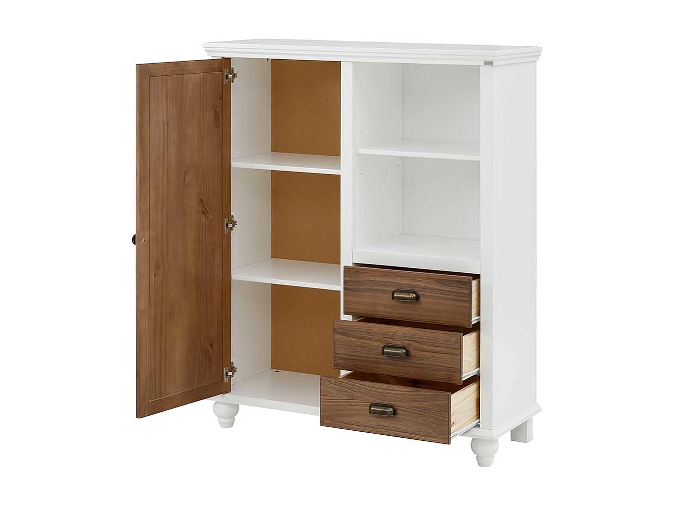 Kommode Highboard mit drei Schubladen und offenen Fächern
