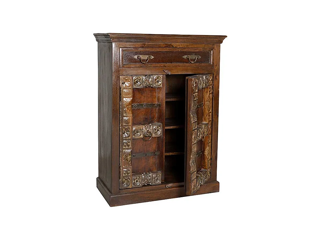 Kolonialstil Kommode in Dunkelbraun antik Teak Massivholz