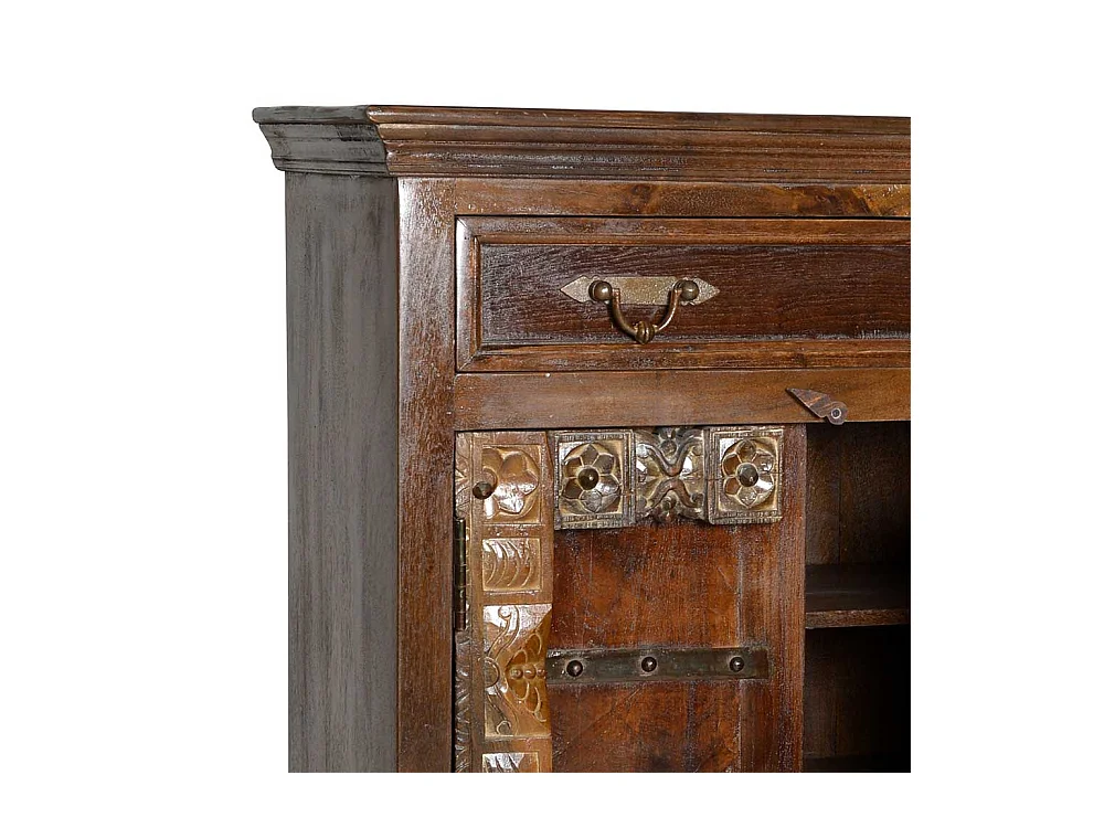 Kolonialstil Kommode in Dunkelbraun antik Teak Massivholz