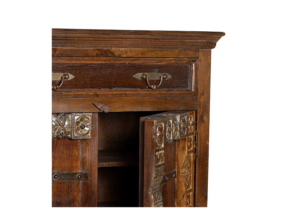 Kolonialstil Kommode in Dunkelbraun antik Teak Massivholz