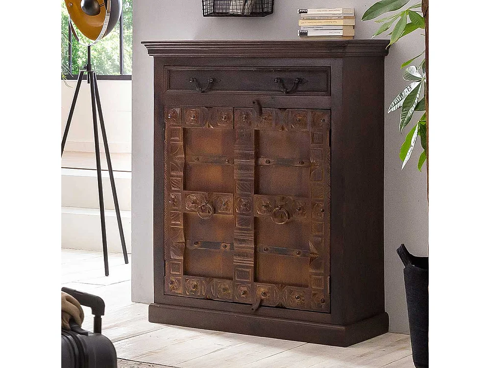 Kolonialstil Kommode in Dunkelbraun antik Teak Massivholz