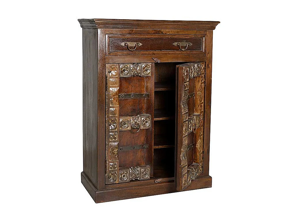 Kolonialstil Kommode in Dunkelbraun antik Teak Massivholz