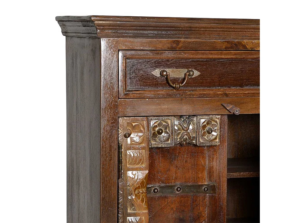 Kolonialstil Kommode in Dunkelbraun antik Teak Massivholz