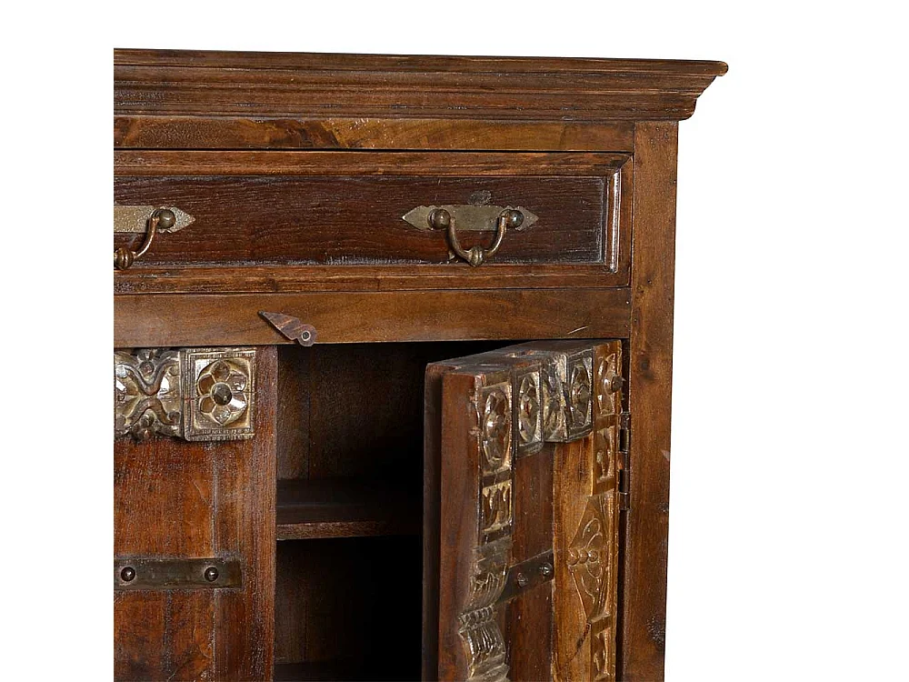 Kolonialstil Kommode in Dunkelbraun antik Teak Massivholz