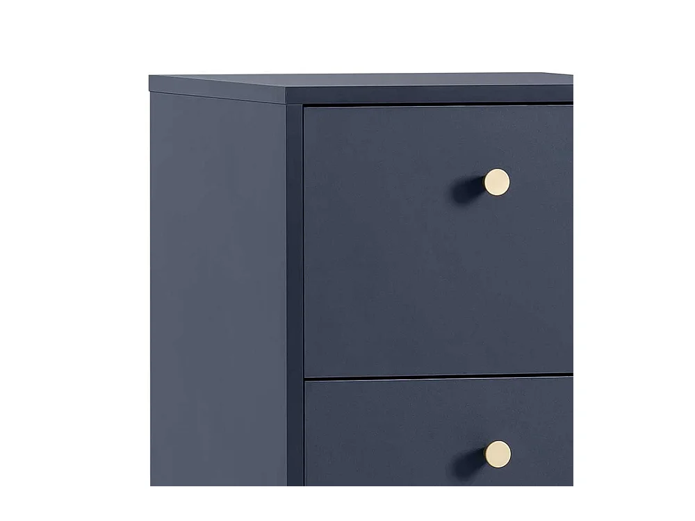 Kommode Säulenkommode in Dunkelblau mit fünf Schubladen
