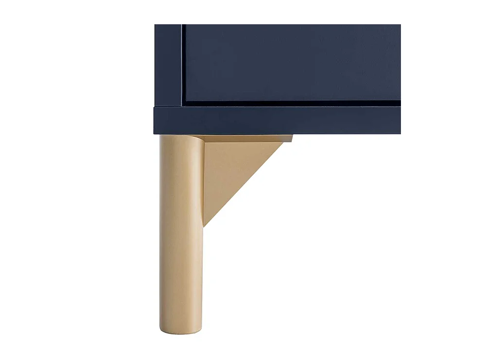 Kommode Säulenkommode in Dunkelblau mit fünf Schubladen