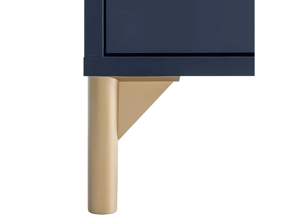 Kommode Säulenkommode in Dunkelblau mit fünf Schubladen