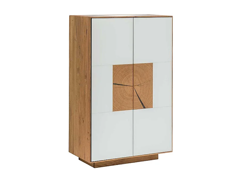 Hohe Kommode in Weiß Wildeiche Massivholz