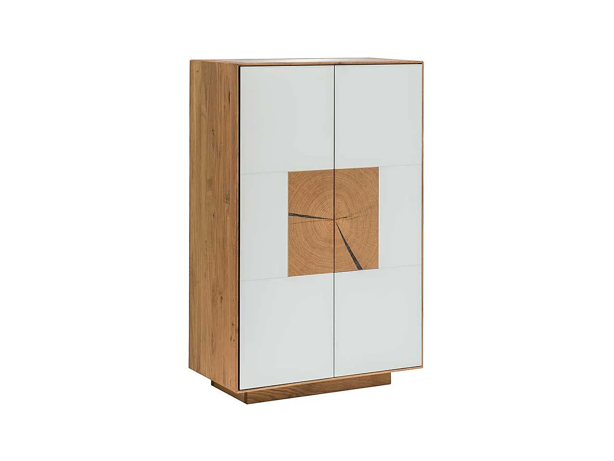 Hohe Kommode in Weiß Wildeiche Massivholz