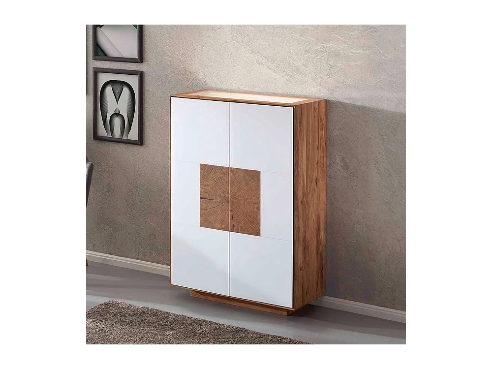 Hohe Kommode in Weiß Wildeiche Massivholz