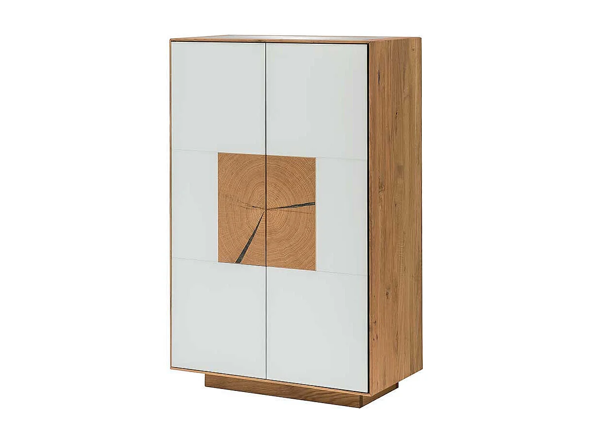 Hohe Kommode in Weiß Wildeiche Massivholz