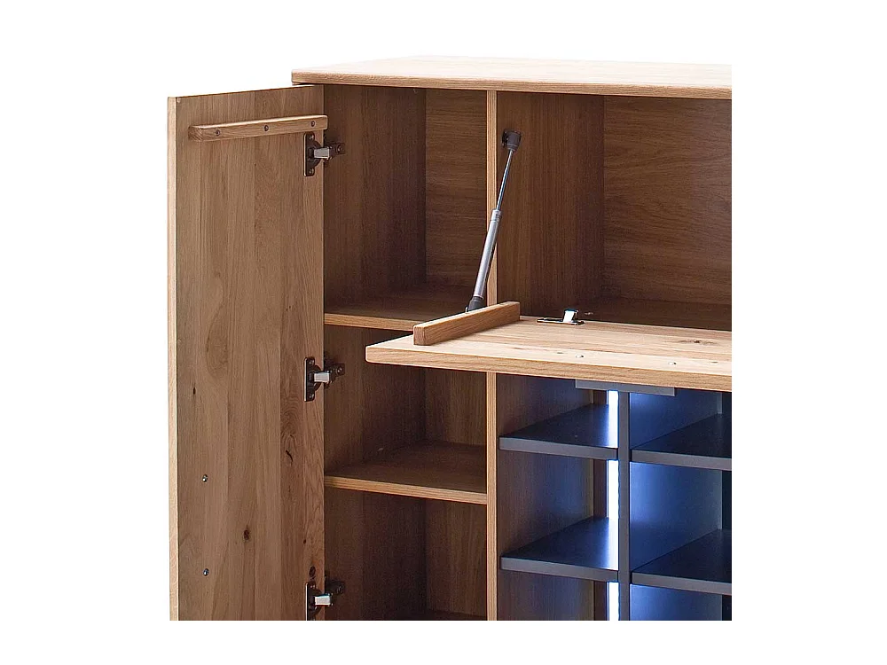 Esszimmer Kommode in Eiche Bianco und Anthrazit Klappe