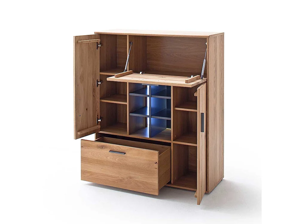 Esszimmer Kommode in Eiche Bianco und Anthrazit Klappe