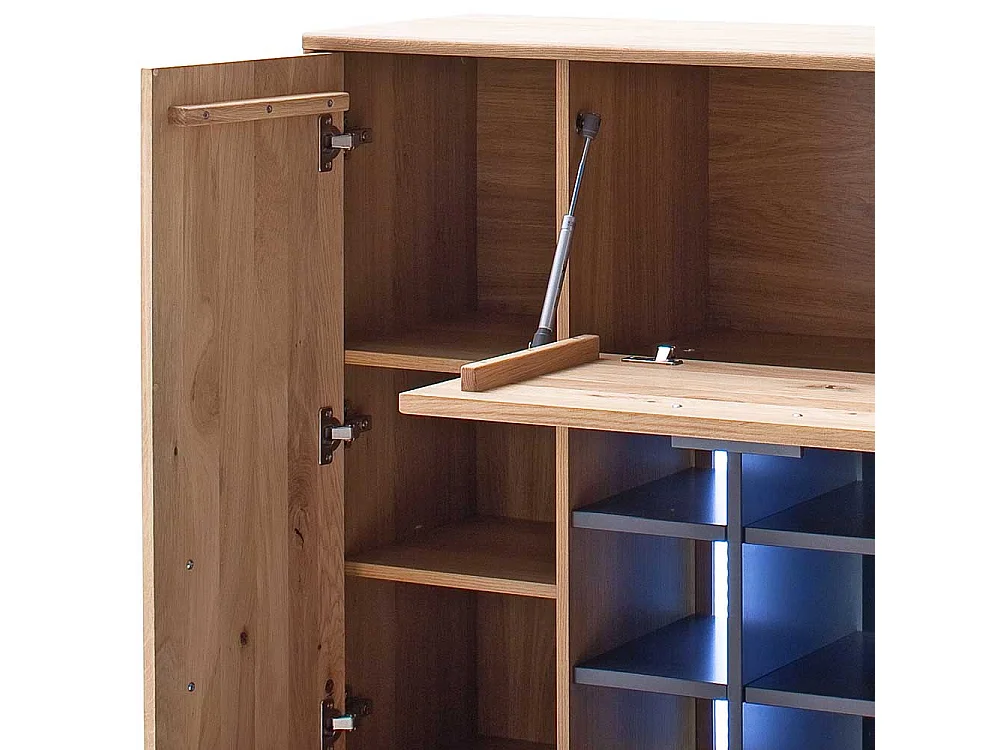 Esszimmer Kommode in Eiche Bianco und Anthrazit Klappe