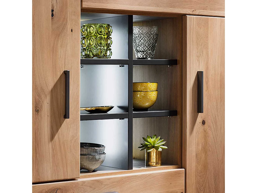 Esszimmer Kommode in Eiche Bianco und Anthrazit Klappe