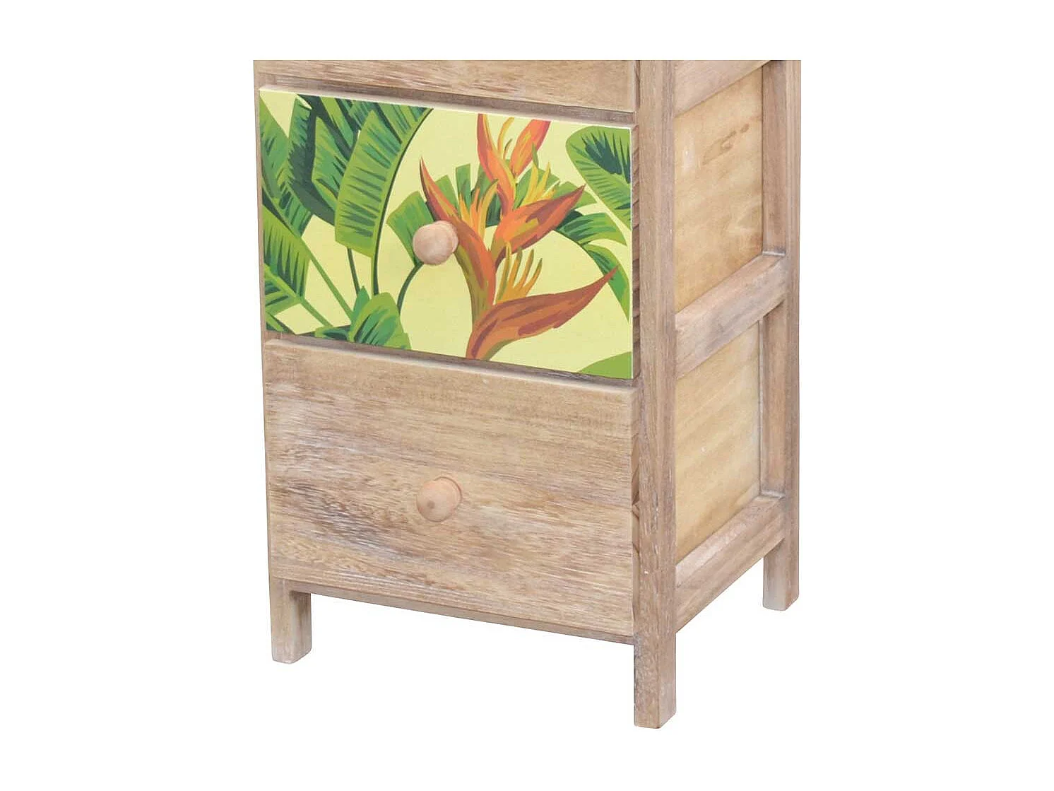 Hohe Kommode aus Massivholz Dschungel Motiven