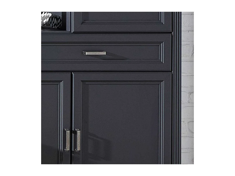 Wohnzimmer Kommode in Dunkelgrau und Eichefarben LED Beleuchtung