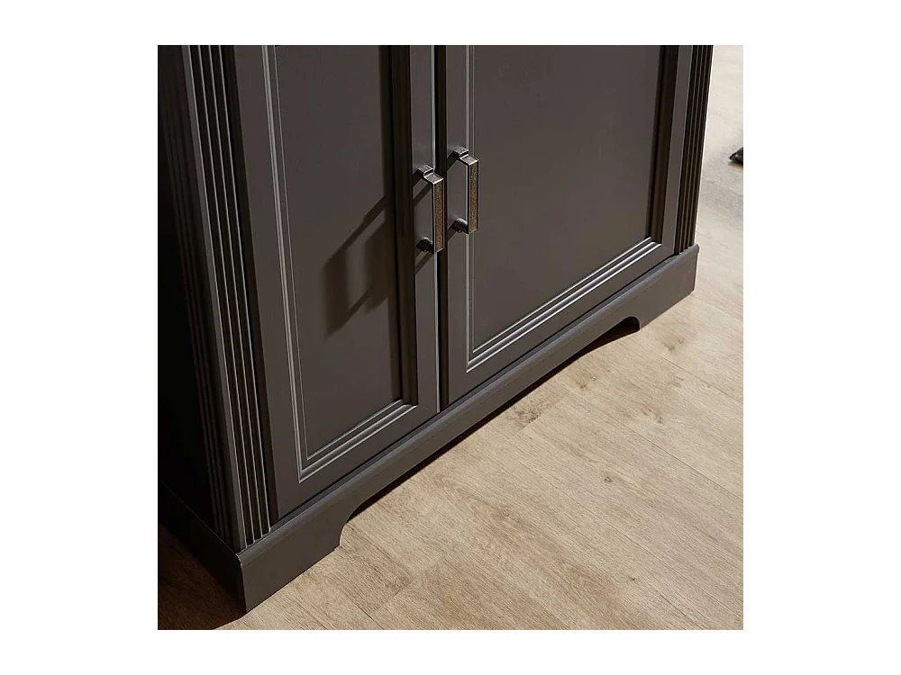 Wohnzimmer Kommode in Dunkelgrau und Eichefarben LED Beleuchtung