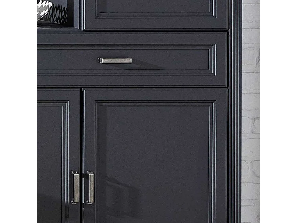 Wohnzimmer Kommode in Dunkelgrau und Eichefarben LED Beleuchtung