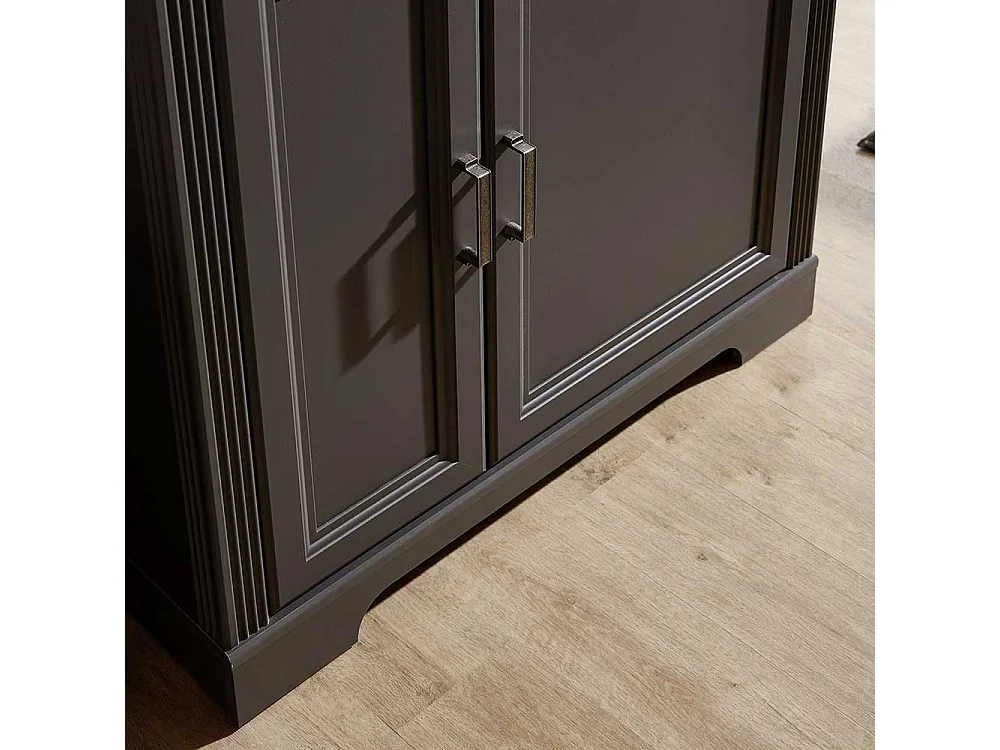 Wohnzimmer Kommode in Dunkelgrau und Eichefarben LED Beleuchtung