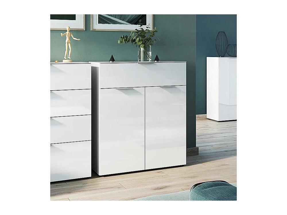 Kommode in Weiß Glas beschichtet Made in Germany