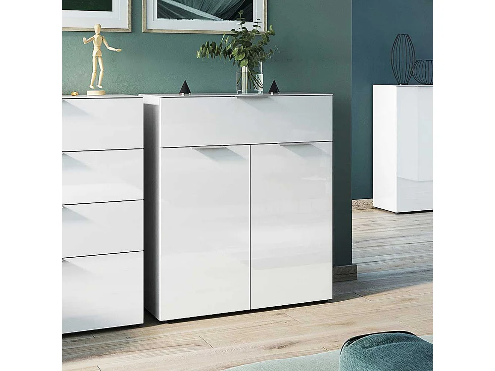 Kommode in Weiß Glas beschichtet Made in Germany