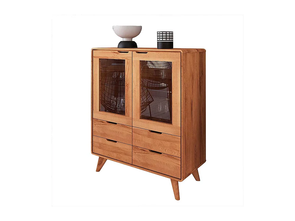 Wohnzimmer Kommode aus Kernbuche Massivholz Glastüren