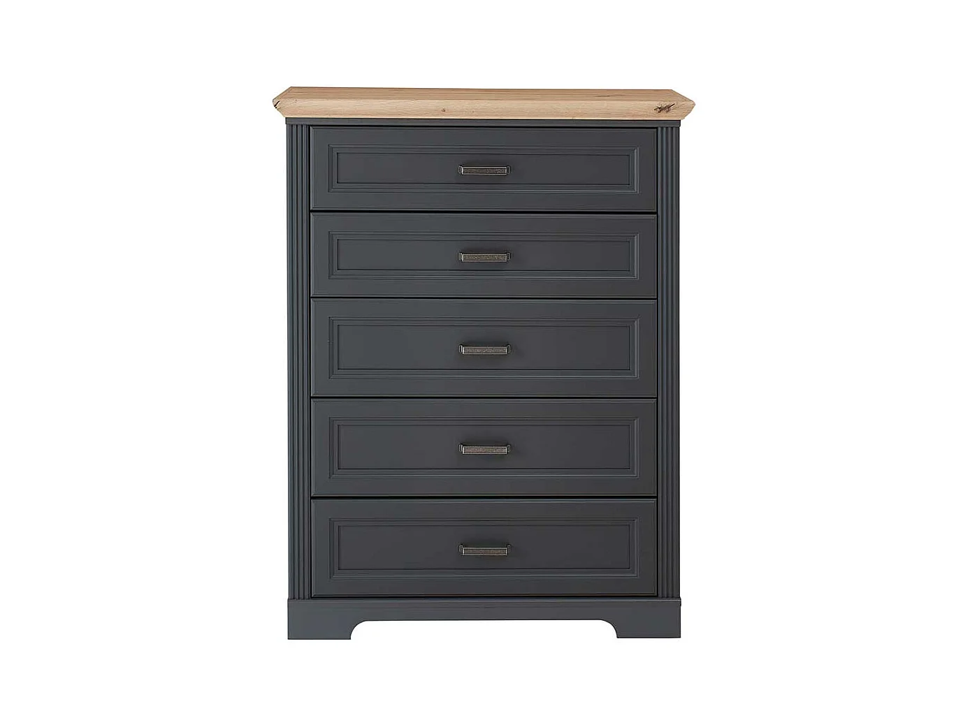 Dunkelgraue Kommode im Landhausstil fünf Schubladen
