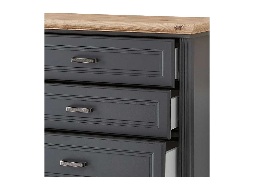 Dunkelgraue Kommode im Landhausstil fünf Schubladen